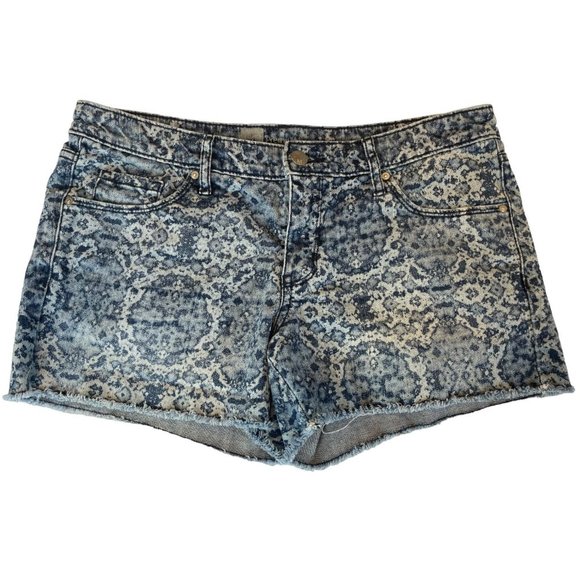Mossimo Womens Jeans Shorts Premium Denim Abstract F16852888 Raw Hem Blue Size 6 - Picture 1 of 8
